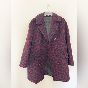 Coach burgundy maroon leopard coat size L